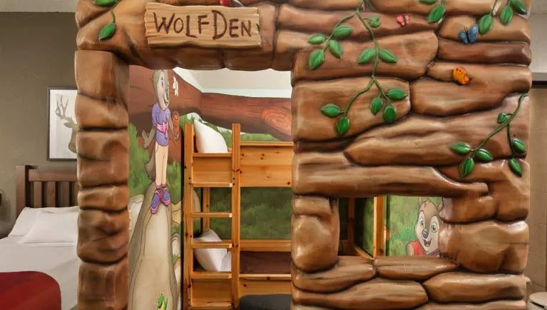 The indoor cave in the Wolf Den Suite